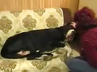 Brunette MILF got horny and fucks her sleeping dog porn