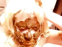 Scat lover MILF eating her shit