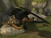 Toothless fucking a deer in the forest cartoon beastiality
