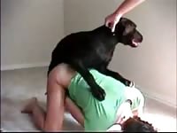 Horny couple having threesome with dog