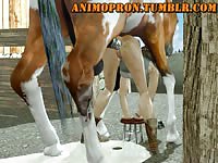 Big horse fucking a tiny girl animated beastiality