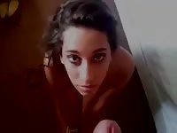 Teen brunette waits for his cum