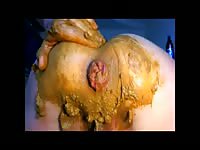 Poop slut got her undies soaked in shit