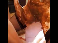 Scat lover couple have sex with shit
