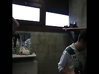 Hot teenagers have fun in the changing room