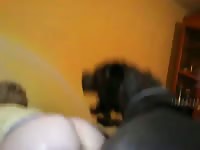 K9 lady getting smashed by a dog