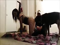Masked slut enjoying a big dog dick