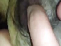 Fingering a dog's tight zoopussy