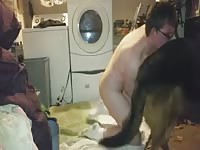 Amateur dog sex in the laundry room