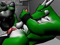 Beastiality cartoon of dragon masturbating