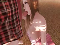 Beautiful hentai teen giving blowjob