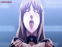Anime whore moans as she rides a huge cock