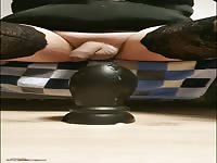 Incest gay rides a huge dildo